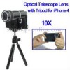 10X Zoom Optical Telescope Lens with Tripod for iPhone 4 & 4S (Black)