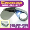 30x Magnifying Optical Glass LED Light Jeweler Loupe