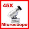 45X LED Mini Pocket Microscope Magnifier Handheld Jeweler Loupe with a Faux Leather Pouch