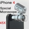 45X Zoom Microscope with LED Flash Light(White,Purple) for iPhone 4 & 4S