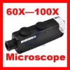 60X-100X Mini Illuminated Zoom Microscope with LED Light +a Black Faux Leather Pocket