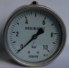 Back connection all stainless steel pressure gauge