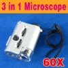 Mini 30~60X Pocket Microscope Loupe LED UV Light Magnifier O-739