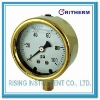 Mining pressure gauge with forged brass case, liquid filled