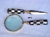 Mother of Pearl and Horn Mosaic Magnifying Glass With Paper Knife