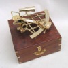 NAUTICAL ANTIQUE BRASS SEXTANT W/WOODEN CASE MARITIME COLLECTIBLE GIFT PROP