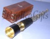 NAUTICAL LEATHER SHEATHED BRASS PULLOUT TELESCOPE WITH WOODEN BOX