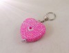 Pink jewelled heart keychain tape measure promotional