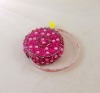 Pink jewelled round keychain tape measure promotional