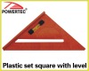 Plastic set square with level