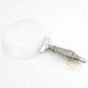 Rimless metal magnifier with spring handle