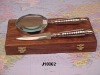 Silver plated Magnifier With Paper Knife in wooden box