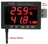 TECPEL Large LED Screen Temperature Humidity meter Datalogger