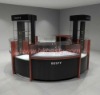 high-end retail wooden watch display kiosk in shipping mall