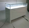 white glossy wooden watch display counter showcase with led lights